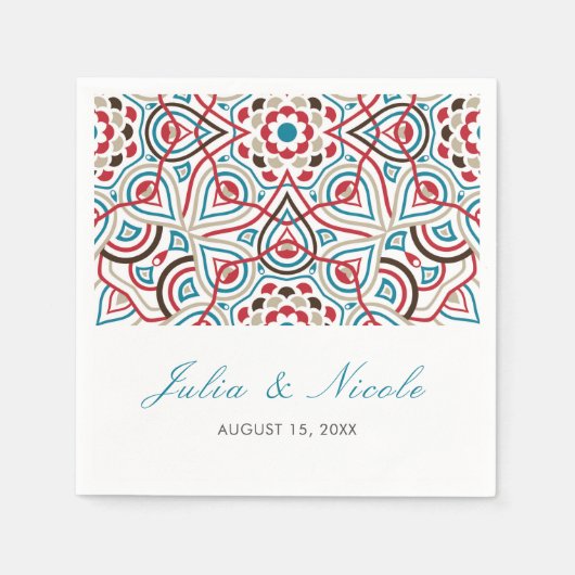 Geometrische stijl sprankelt koper Metallic bruilo Servet (Voorkant)