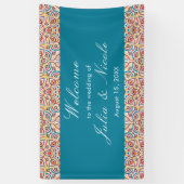 Geometrische stijl sprankelt koper Metallic bruilo Spandoek (Verticaal)