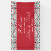 Geometrische stijl sprankelt koper Metallic bruilo Spandoek (Verticaal)