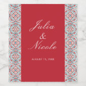 Geometrische stijl sprankelt koper Metallic bruilo Wijn Etiket (Enkel label)