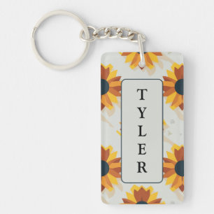 Geometrische stijl zonnebloem patroon sleutelhanger