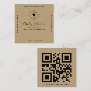 Geometrische stijlvol Kraft Paper QR Code Simple L Vierkante Visitekaartje