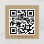 Geometrische stijlvol Kraft Paper QR Code Simple L Vierkante Visitekaartje (Achterkant)