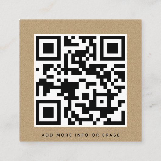 Geometrische stijlvol Kraft Paper QR Code Simple L Vierkante Visitekaartje (Achterkant)