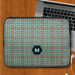 Geometrische Stippen en vierkante monogram Laptop Sleeve