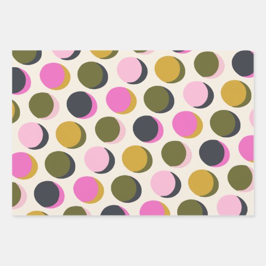 Geometrische Stippen van kleurrijke retro Patroonr Inpakpapier Vel (Voorkant)