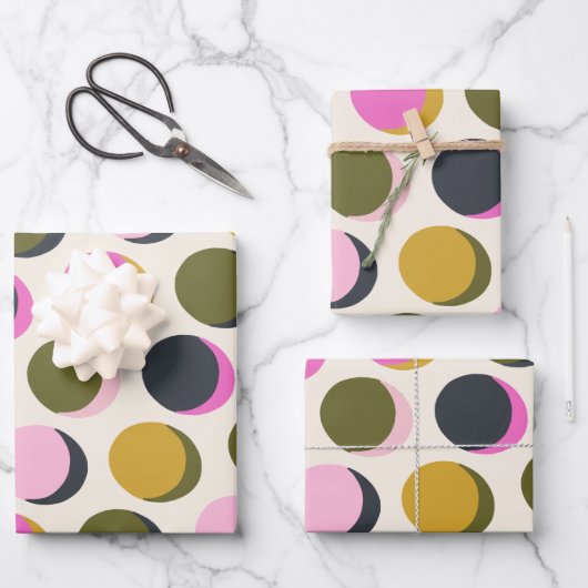 Geometrische Stippen van kleurrijke retro Patroonr Inpakpapier Vel (Voorkant)
