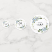 Geometrische Stof Blauwe Bloemen Bruidsdouche Confetti (Voorkanten)