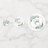 Geometrische Stof Blauwe Bloemen Bruidsdouche Confetti (Achterkanten)