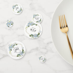 Geometrische Stof Blauwe Bloemen Bruiloft Feest Confetti