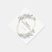 Geometrische Stofblauwe Bloemige Bruiloftsborrel Servet (Hoek)