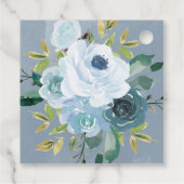 Geometrische Stofblauwe Gouden Bloem Bruidsdouche Bedankjes Labels (Achterkant)