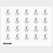 Geometrische Stoomkoffiekop – Minimalistische Thee Ronde Sticker (Vel)