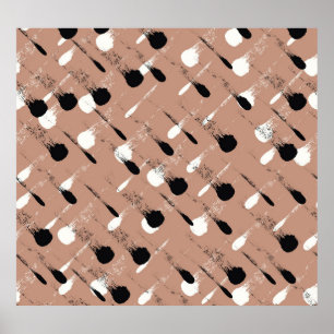 Geometrische strepen Bruin Naadloos Patroon Poster