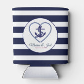 Geometrische strepen en anker blikjeskoeler (Achterkant)