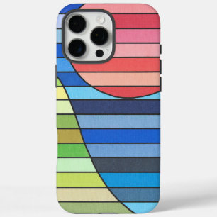 Geometrische strepen met rode cirkel en groene cur iPhone 16 pro max hoesje