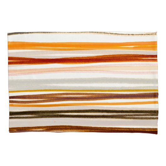 Geometrische strepen, oranje waterverf illustratie kussensloop (Voorkant)