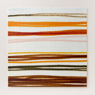 Geometrische strepen, oranje waterverf illustratie legpuzzel