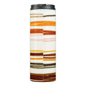 Geometrische strepen, oranje waterverf illustratie thermosbeker (Achterkant)