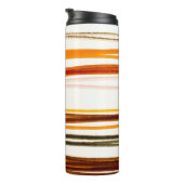 Geometrische strepen, oranje waterverf illustratie thermosbeker (Geroteerd rechts)