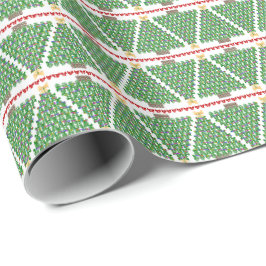 Geometrische strik kerstboom inpakpapier