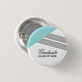 Geometrische Stripe Aqua Afstuderen Button (Voorkant /achterkant)
