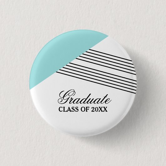 Geometrische Stripe Aqua Afstuderen Button (Voorkant)
