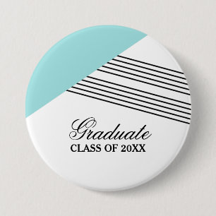 Geometrische Stripe Aqua Afstuderen Button