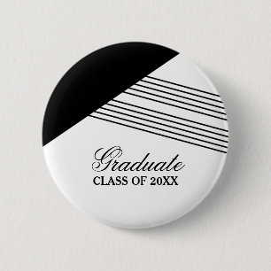 Geometrische Stripe Black Afstuderen Button