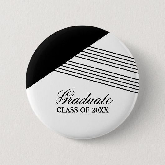 Geometrische Stripe Black Afstuderen Button (Voorkant)