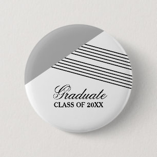 Geometrische Stripe Grey Afstuderen Button