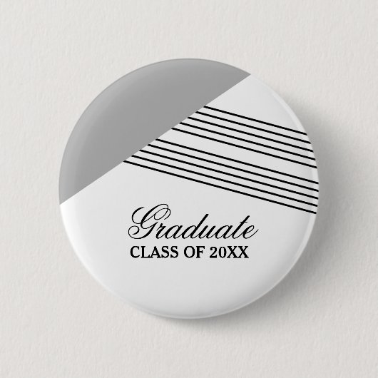 Geometrische Stripe Grey Afstuderen Button (Voorkant)