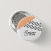 Geometrische Stripe Oranje Button Afstuderen (Voorkant /achterkant)
