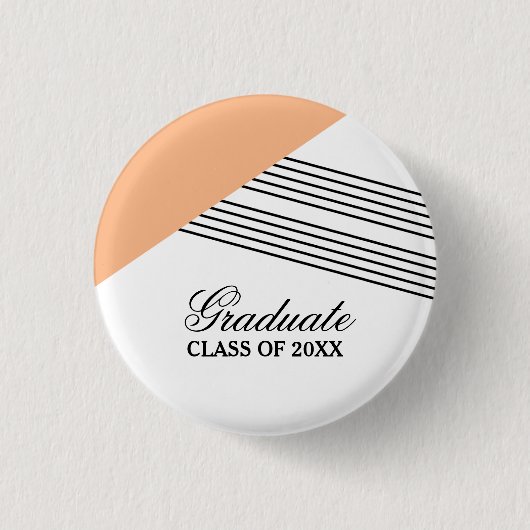 Geometrische Stripe Oranje Button Afstuderen (Voorkant)