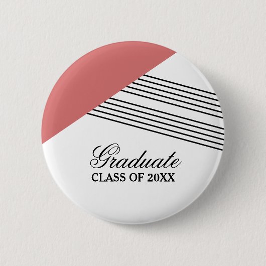 Geometrische Stripe Red Afstuderen Button (Voorkant)