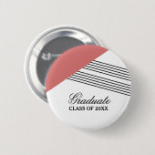 Geometrische Stripe Red Afstuderen Button (Voorkant /achterkant)
