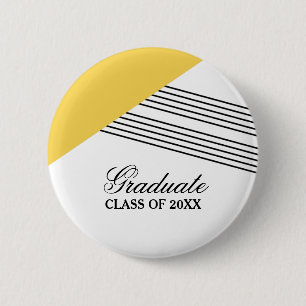 Geometrische Stripe Yellow Afstuderen Button