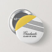 Geometrische Stripe Yellow Afstuderen Button (Voorkant /achterkant)
