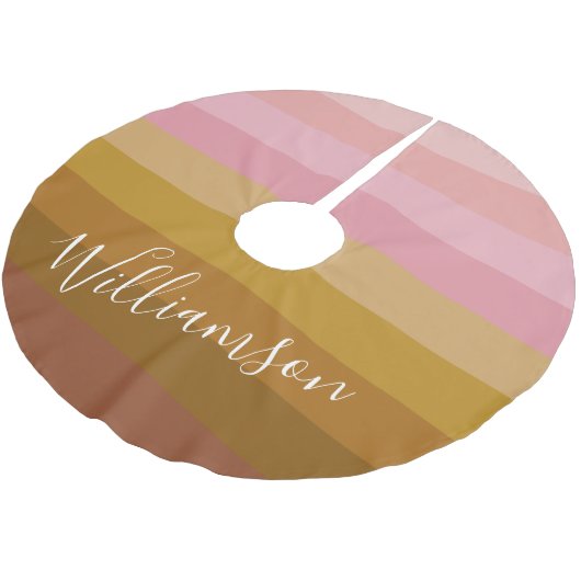 Geometrische stripjes roze en bruin kerstboom rok (Gekanteld)