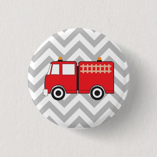 Geometrische strippatroon van Red Fire Truck Ronde Button 3,2 Cm (Voorkant)