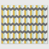 Geometrische strips Chevron Mint en geel Patroon Cadeaupapier (Vlak)