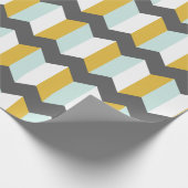Geometrische strips Chevron Mint en geel Patroon Cadeaupapier (Hoek)