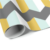 Geometrische strips Chevron Mint en geel Patroon Cadeaupapier (Rol Hoek)