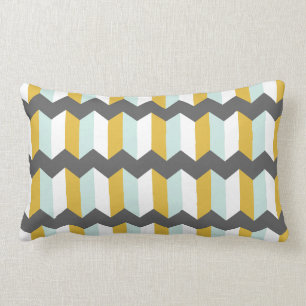 Geometrische strips Chevron Mint en geel Patroon Kussen