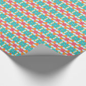 Geometrische strips Turqoise Pink Wrapping Paper Cadeaupapier (Hoek)