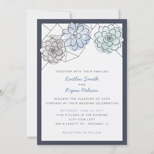 Geometrische succulent bruiloft uitnodiging (Voorkant)