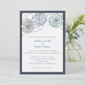 Geometrische succulent bruiloft uitnodiging (Staand voorkant)