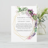 Geometrische Succulenten Bruiloft Gereduceerde Gas Aankondiging (Staand voorkant)