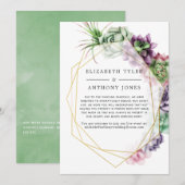 Geometrische Succulenten Bruiloft Gereduceerde Gas Aankondiging (Voorkant / Achterkant)