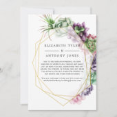 Geometrische Succulenten Bruiloft Ingekorte Gastli Aankondiging (Voorkant)